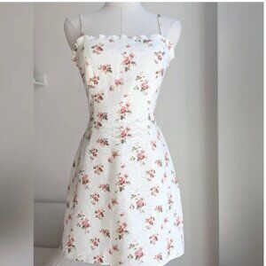 Reformation Ava Ruffle Linen floral Mini Dress